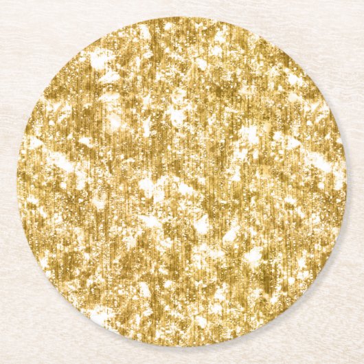 Gold Glitzer Sparkle Wedding Reception Party Runder Pappuntersetzer (Vorderseite)