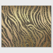 Gold Glitzer Sparkle Zebra Jungle Safari Glam Geschenkpapier (Flach)