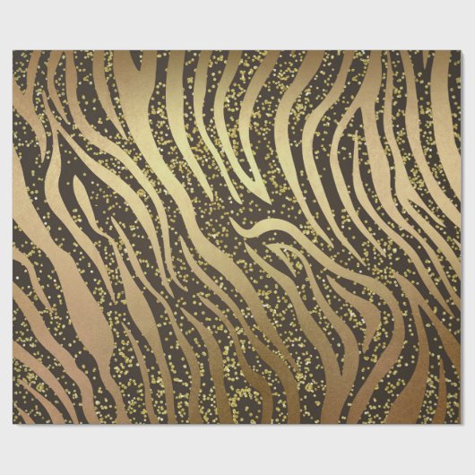 Gold Glitzer Sparkle Zebra Jungle Safari Glam Geschenkpapier (Flach)