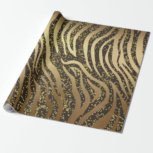 Gold Glitzer Sparkle Zebra Jungle Safari Glam Geschenkpapier (Ungerollt)