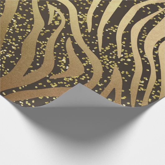 Gold Glitzer Sparkle Zebra Jungle Safari Glam Geschenkpapier (Ecke)