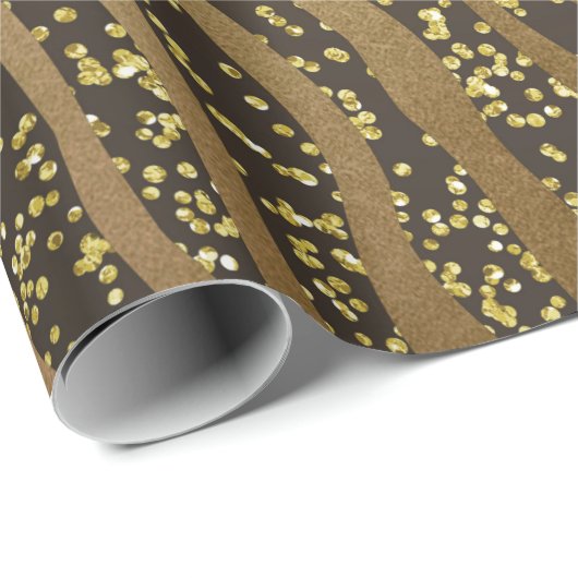 Gold Glitzer Sparkle Zebra Jungle Safari Glam Geschenkpapier (Rolleneckpunkt)