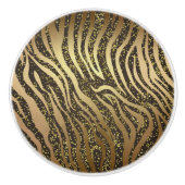 Gold Glitzer Sparkle Zebra Jungle Safari Glam Keramikknauf (Vorderseite)