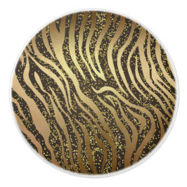 Gold Glitzer Sparkle Zebra Jungle Safari Glam Keramikknauf