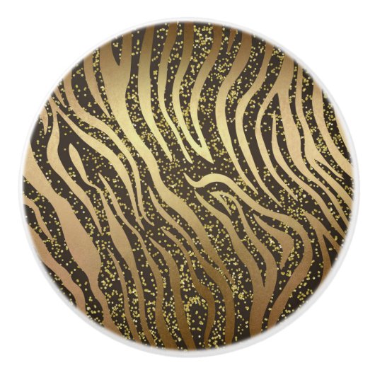 Gold Glitzer Sparkle Zebra Jungle Safari Glam Keramikknauf (Vorderseite)