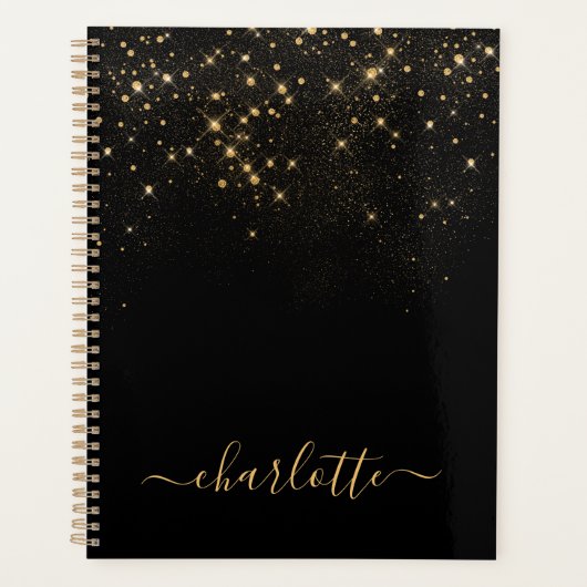 Gold Glitzer Sparkling Elegantes Glamour Script Planer (Vorderseite)
