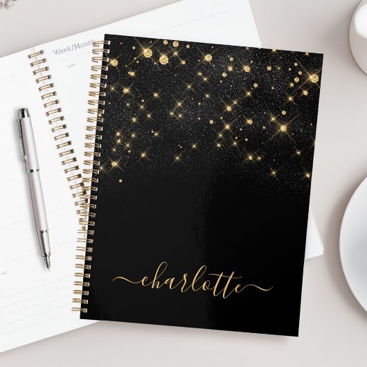 Gold Glitzer Sparkling Elegantes Glamour Script Planer