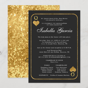 Gold-Glitzer-Spielkarte Las Vegas Quinceañera Einladung