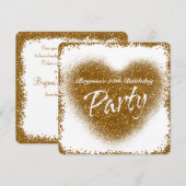 Gold Glitzer Spill Heart Glamour Party Einladungen (Vorne/Hinten)