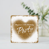 Gold Glitzer Spill Heart Glamour Party Einladungen (Stehend Vorderseite)