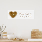 Gold Glitzer Spill Sweet 16 Heart Party Banner Poster (Küche)