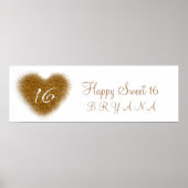Gold Glitzer Spill Sweet 16 Heart Party Banner Poster (Vorne)