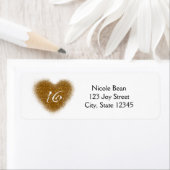 Gold Glitzer Spill Sweet 16 Heart Party Labels (Insitu)