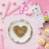 Gold Glitzer Spill Sweet 16 Heart Party Teller (Party)