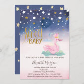 Gold Glitzer Star, Swan Baby Shower Einladung (Vorne/Hinten)