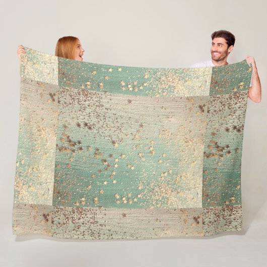 Gold Glitzer Stardust auf Sea Green Whimsical Fleecedecke (Beispiel)