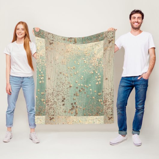 Gold Glitzer Stardust auf Sea Green Whimsical Fleecedecke (Beispiel)