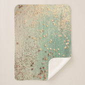 Gold Glitzer Stars auf grüner Runde Sherpadecke (Vorderseite)