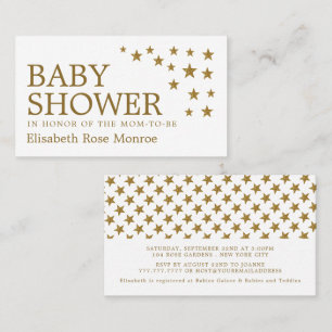 Gold Glitzer Stars, Baby Shower Ticket Einladung