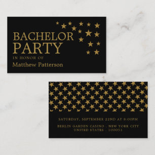 Gold Glitzer Stars, Bachelor Party Ticket Einladun