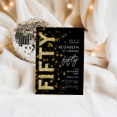 Gold Glitzer Stars Black Fifday Party Einladung