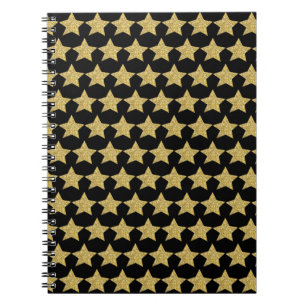 Gold Glitzer Stars Black Notizblock