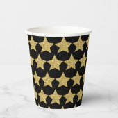 Gold Glitzer Stars Black Pappbecher (Vorderseite)