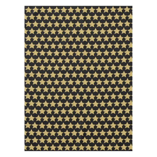 Gold Glitzer Stars Black Tischdecke (Vorderseite)