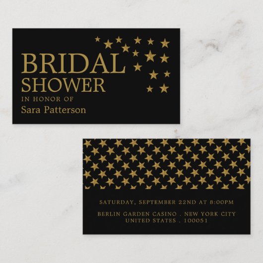 Gold Glitzer Stars, Brautparty Ticket Einladung (Vorne/Hinten)