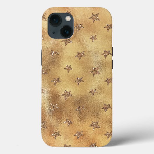 Gold Glitzer Stars Case-Mate iPhone Hülle (Rückseite)