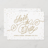 Gold Glitzer Stars Extravagant Save the Date Postk Ankündigungspostkarte (Vorne/Hinten)