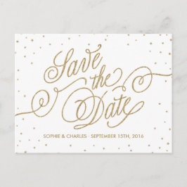 Gold Glitzer Stars Extravagant Save the Date Postk Ankündigungspostkarte