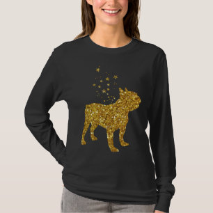 Gold Glitzer Stars French Bulldog T-Shirt