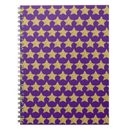 Gold Glitzer Stars für Lila Notebook Notizblock
