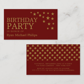 Gold Glitzer Stars, Geburtstagsparty Ticket