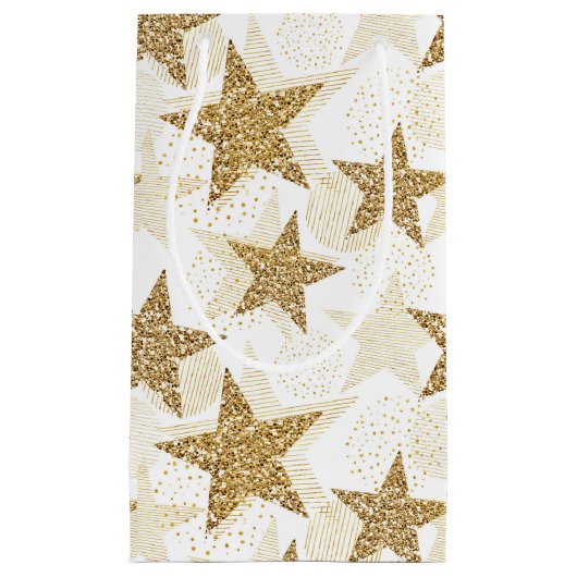 Gold Glitzer Stars Geschenktasche Kleine Geschenktüte (Vorderseite)