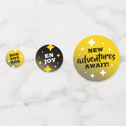 Gold Glitzer Stars Glückliche Rente Neue Abenteuer Konfetti (Rückseiten)