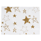 Gold Glitzer Stars Große Geschenktüte (Rückseite)