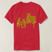 Gold Glitzer Stars Piano Player T-Shirt (Design vorne)