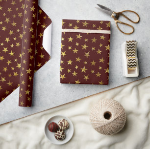 Gold Glitzer Stars Red Holiday Geschenkpapier