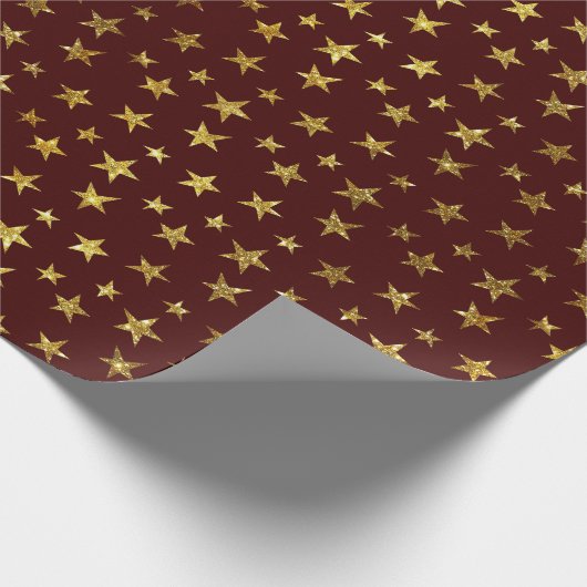Gold Glitzer Stars Red Holiday Geschenkpapier (Ecke)