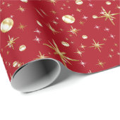 Gold Glitzer Stars, Rot- und Goldpapier Geschenkpapier (Rolleneckpunkt)