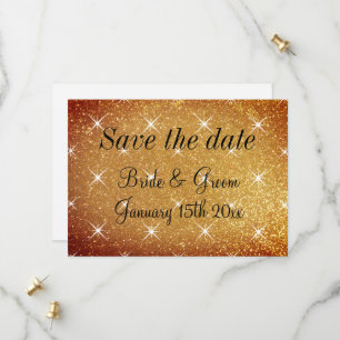 Gold Glitzer Stars Save the Date Hochzeitskarten