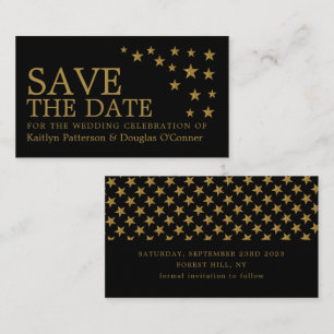 Gold-Glitzer-Stars, Save the Date Visitenkarte