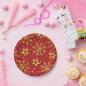 Gold Glitzer Stars & Schneeflocken Pappteller (Party)