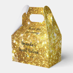 Gold Glitzer Stars Sparkle 16 . Geburtstag Vielen Geschenkschachtel