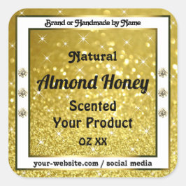 Gold Glitzer Stars Sparkle Diamonds Produktkennzei Quadratischer Aufkleber