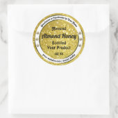 Gold Glitzer Stars Sparkle Diamonds Produktkennzei Runder Aufkleber (Tasche)