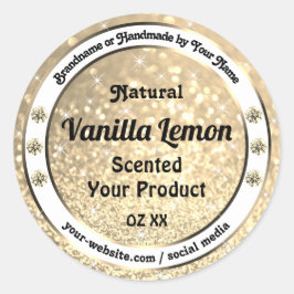 Gold Glitzer Stars Sparkling Juwelen Produktmarken Runder Aufkleber