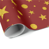Gold Glitzer Stars und Punkte Geschenkpapier (Rolleneckpunkt)